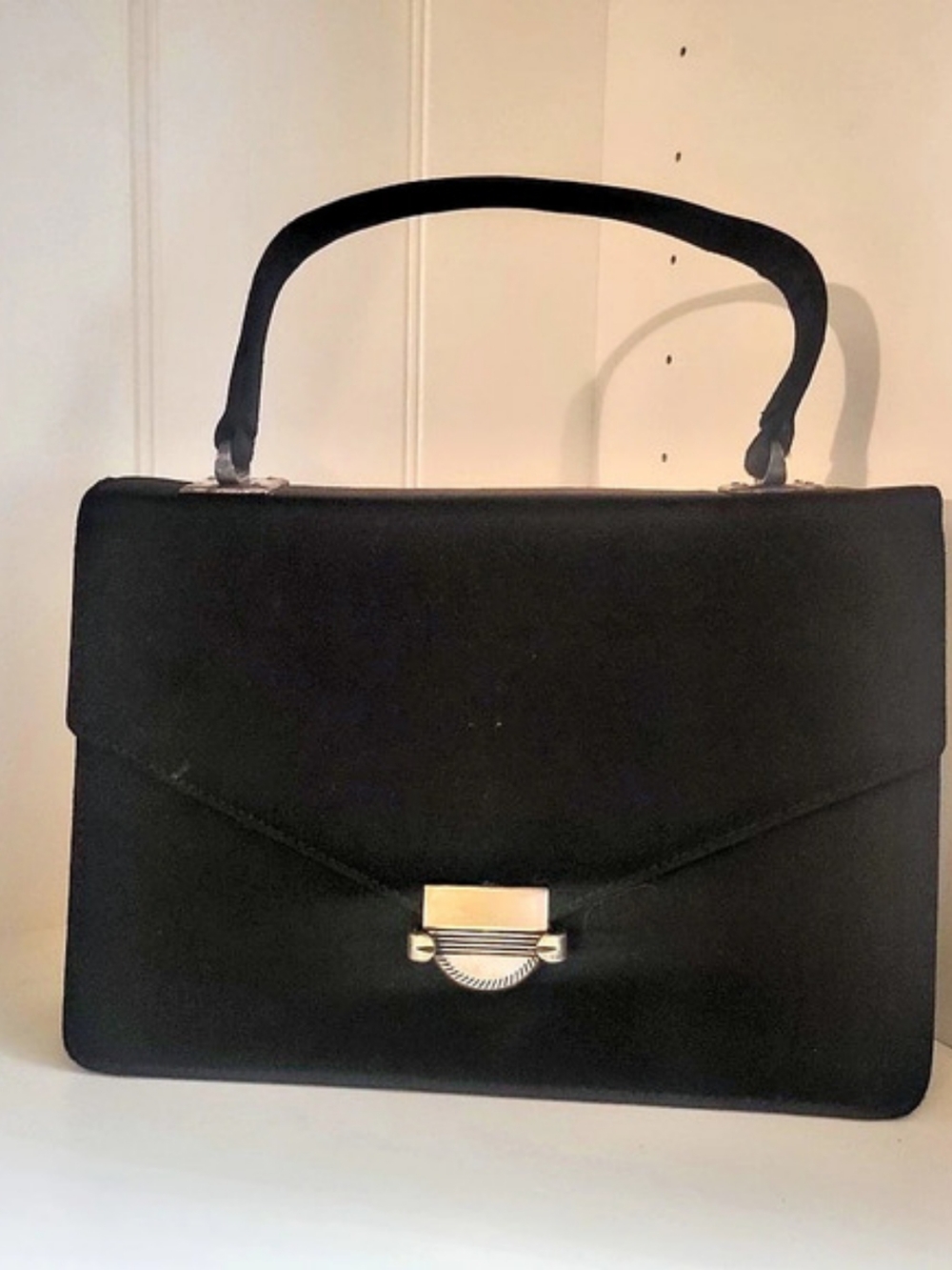 Holt Renfrew Structured Black Top Handle Bag